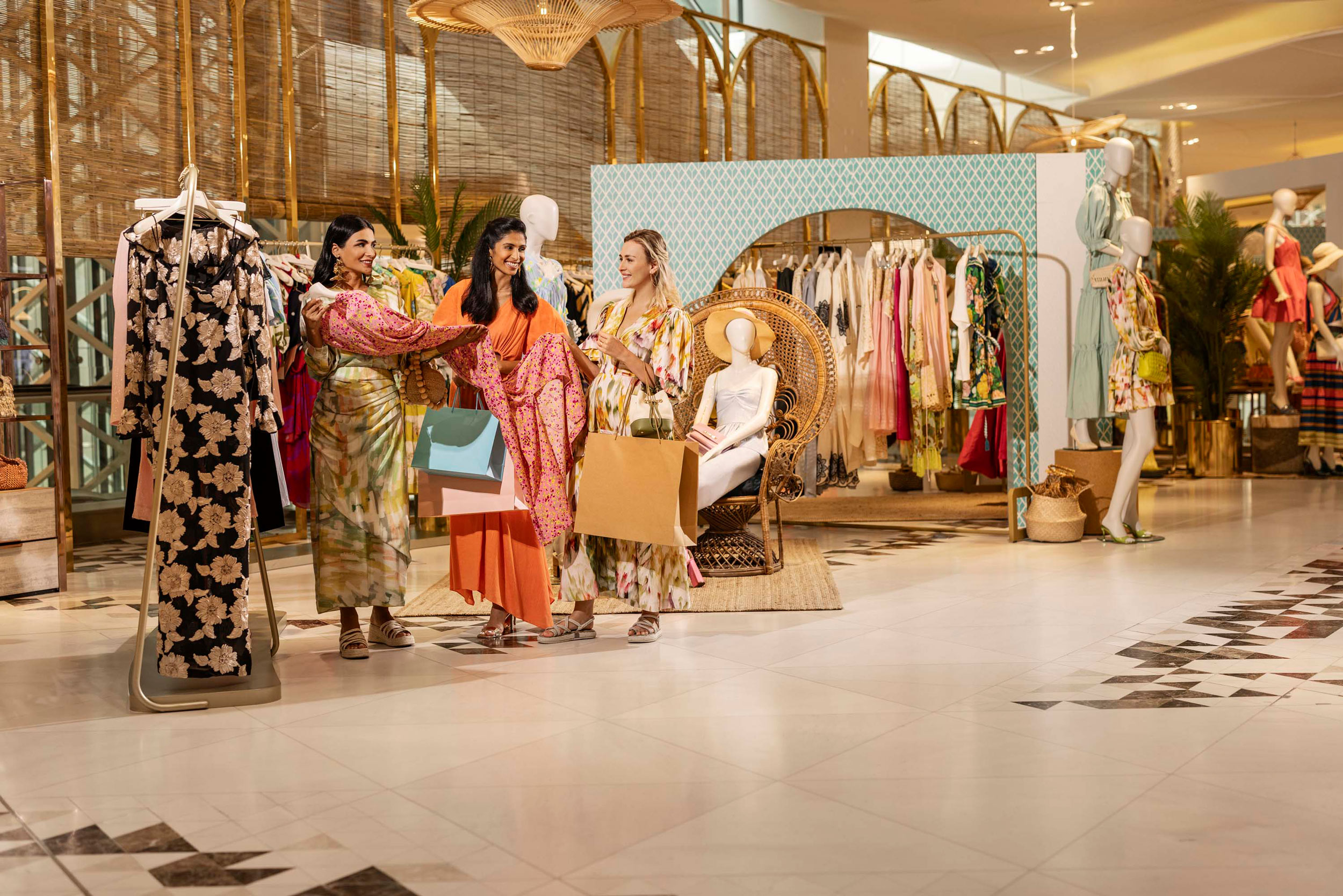 3 ladies enjoying luxury shopping in abu Dhabi
